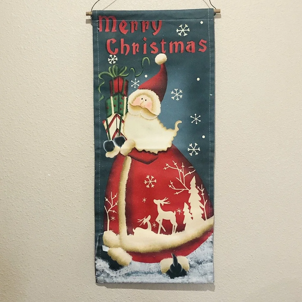 Merry Christmas Santa Claus With Gifts Banner Christmas Decoration 29 1/2